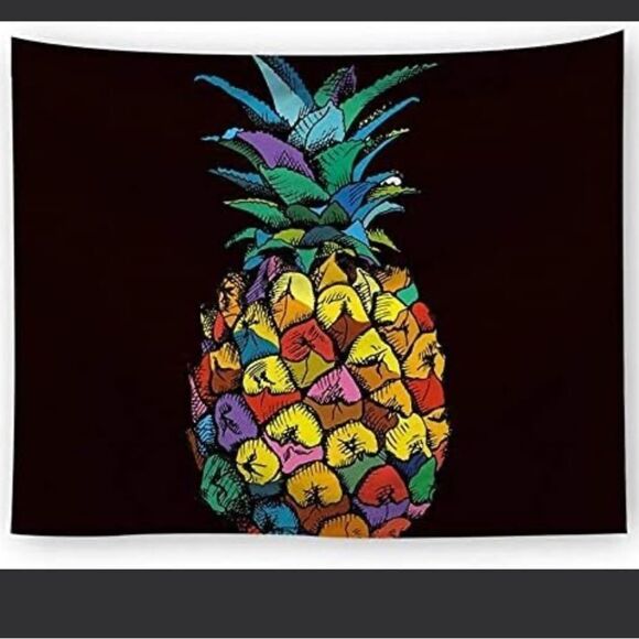Colorful Pineapple Tapestry Wall Hanging, Psychedelic Hippie Trippy Flow… - Picture 1 of 1